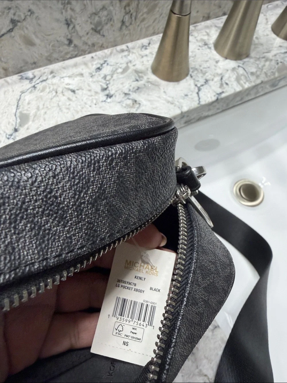 Michael Kors Black MK Monogram Crossbody Bag